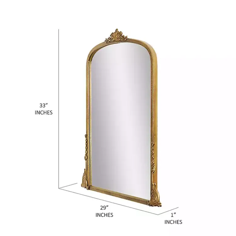 Kirklands Home Antique Gold Metal Baroque Arch Wall Mirror Discount
