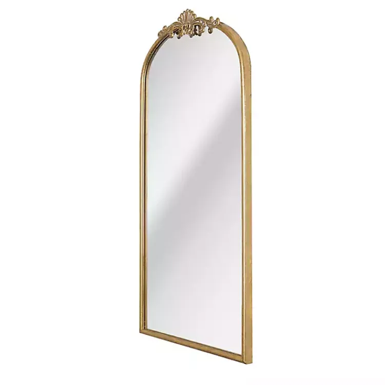 Kirklands Home Antique Gold Metal Ornate Arch Wall Mirror