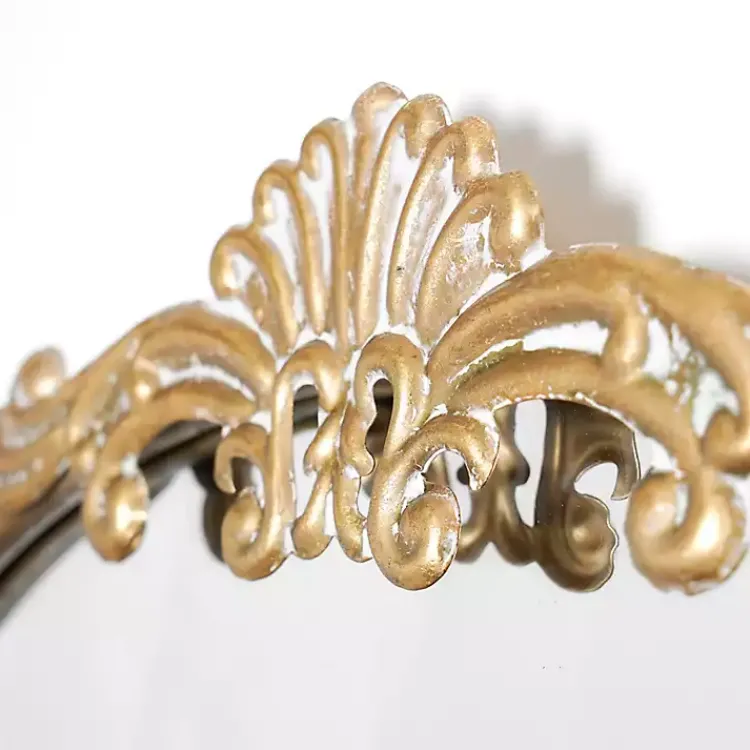 Kirklands Home Antique Gold Metal Ornate Arch Wall Mirror