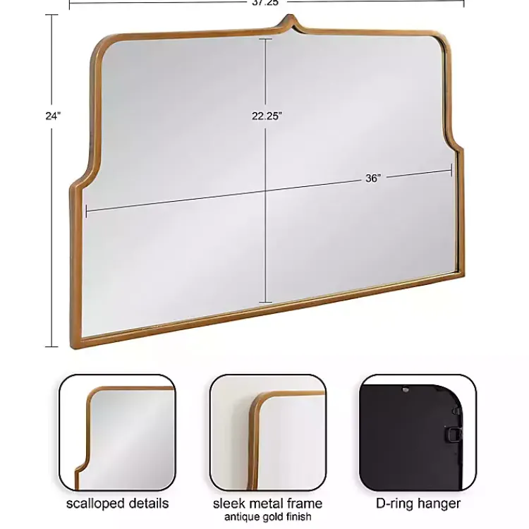 Kirklands Home Antique Gold Metal Wide Arched Wall Mirror Discount