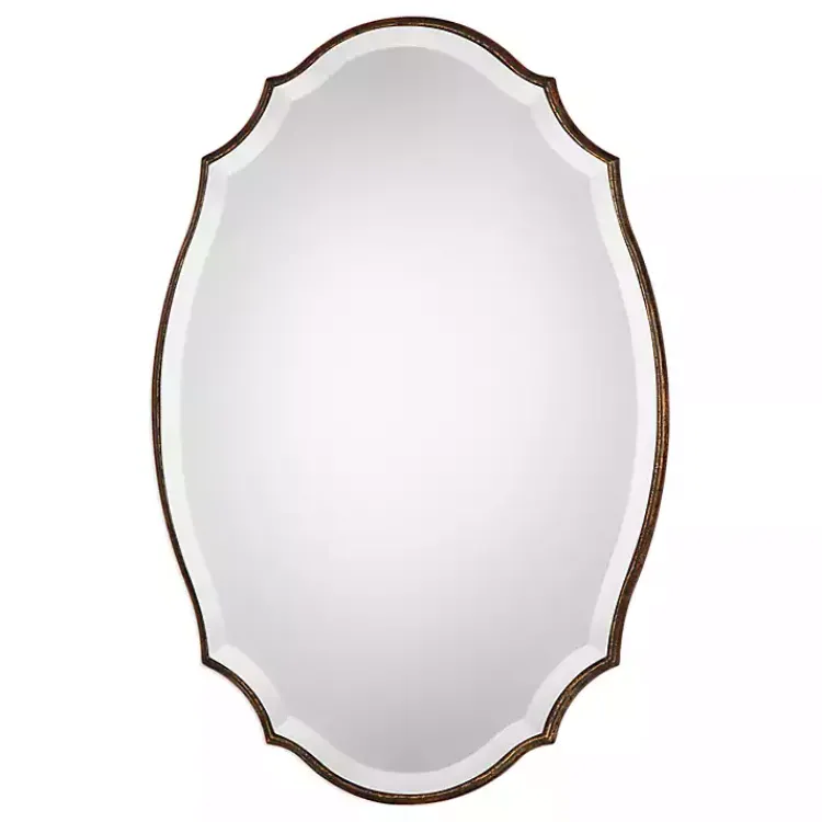 Kirklands Home Antique Gold Rounded Edge Wood Wall Mirror