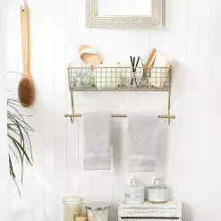 Kirklands Home Antique Gold Wire Basket Towel Rack, 17 in. Best