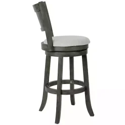 Kirklands Home Antique Gray Upholstered Swivel Bar Stool Ivory