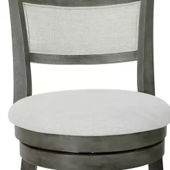 Kirklands Home Antique Gray Upholstered Swivel Bar Stool Ivory