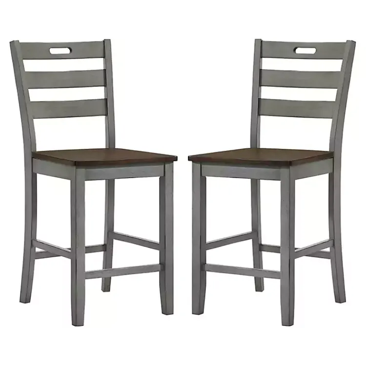 Kirklands Home Antique Light Wood Counter Stools, Set of 2 Gray Outlet