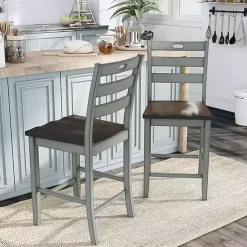 Kirklands Home Antique Light Wood Counter Stools, Set of 2 Gray Outlet
