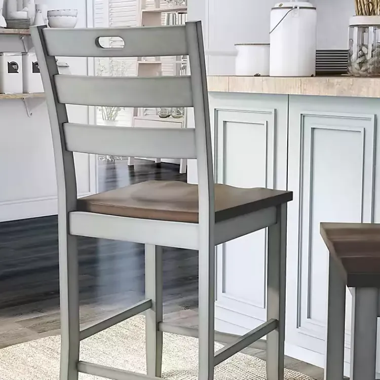 Kirklands Home Antique Light Wood Counter Stools, Set of 2 Gray Outlet