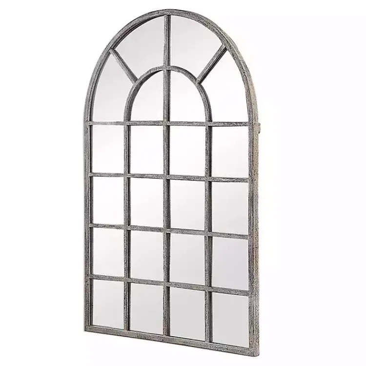 Kirklands Home Antique Rustic Arch Windowpane Mirror