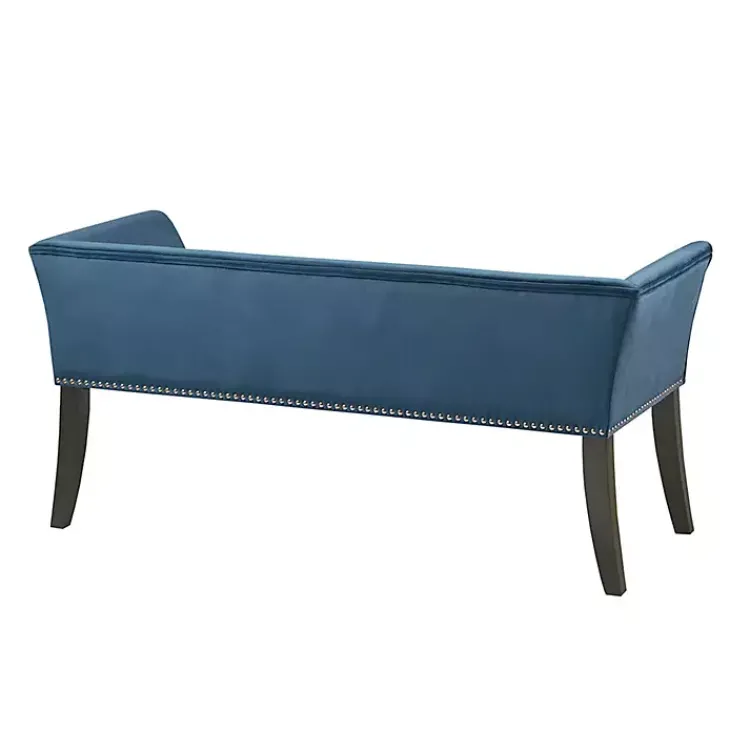 Kirklands Home Antique Sapphire Low Back Upholstered Bench Blue Sale