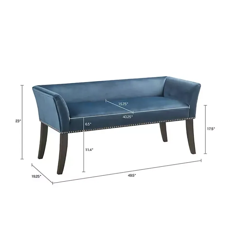 Kirklands Home Antique Sapphire Low Back Upholstered Bench Blue Sale