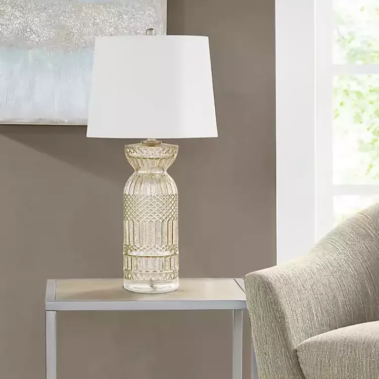 Kirklands Home Antique Textured Glass Luxuria Table Lamp Silver Discount