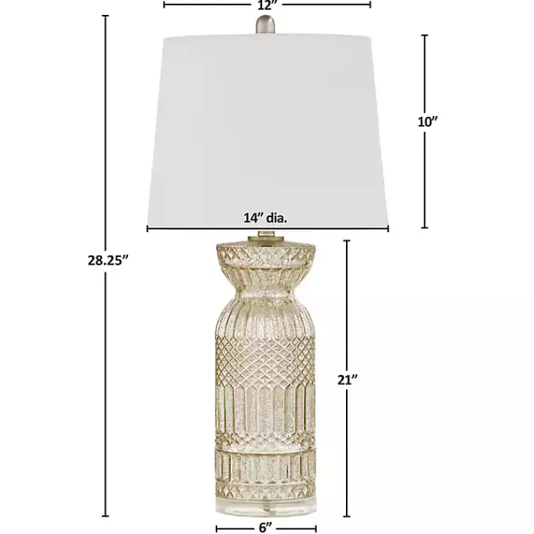 Kirklands Home Antique Textured Glass Luxuria Table Lamp Silver Discount