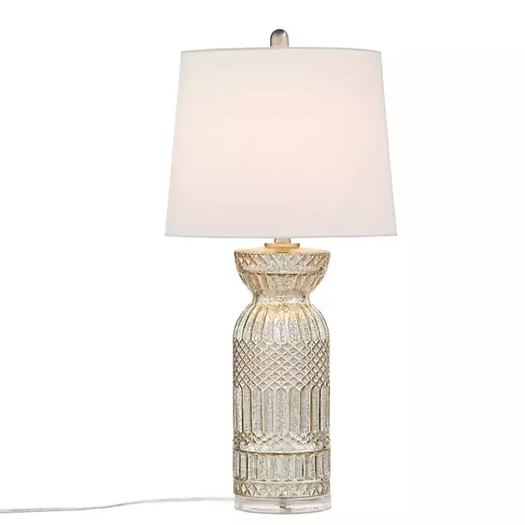 Kirklands Home Antique Textured Glass Luxuria Table Lamp Silver Discount