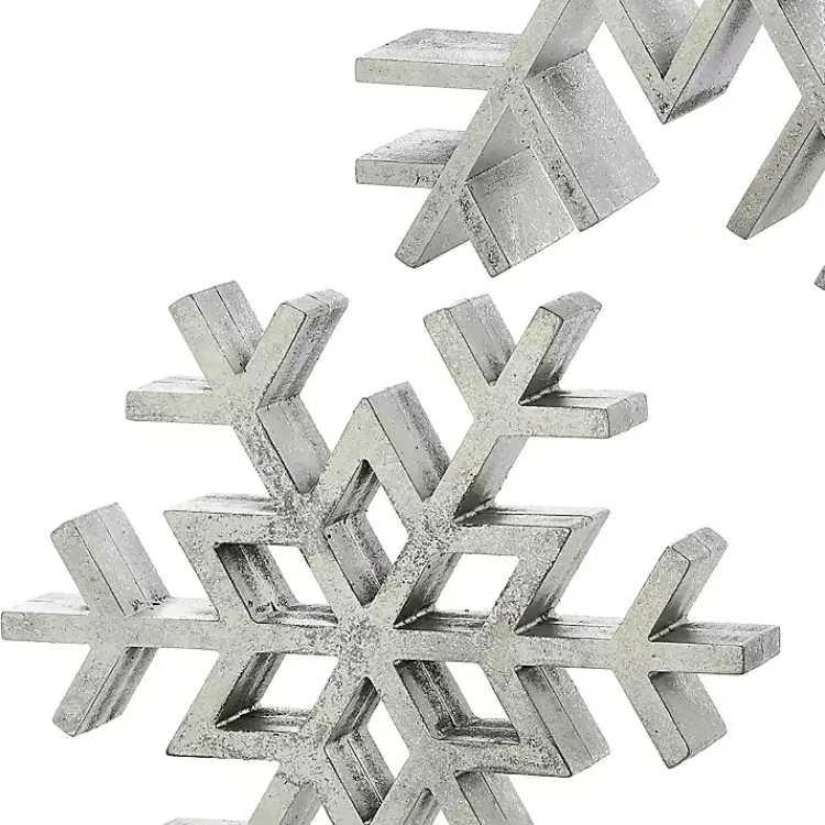 Christmas Decorations>Kirklands Home Antique Wooden Snowflakes, Set of 2 Silver