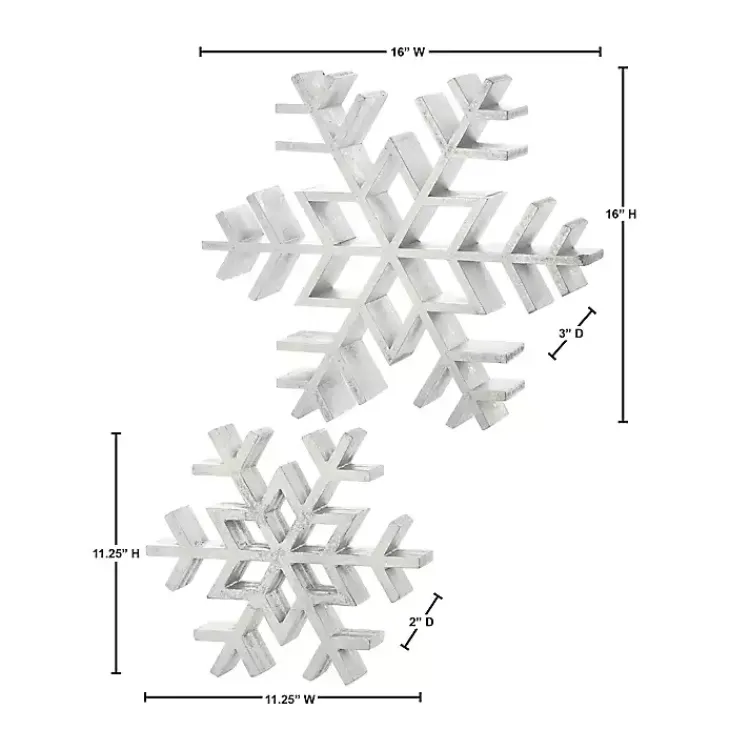 Christmas Decorations>Kirklands Home Antique Wooden Snowflakes, Set of 2 Silver