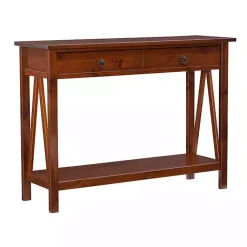 Kirklands Home Antique Tobacco Console Table with Bottom Shelf Discount
