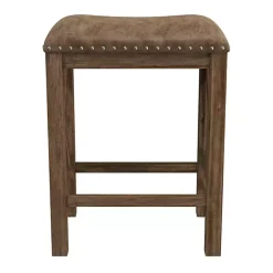Kirklands Home Antique Walnut Faux Leather Stools, Set of 2 Brown Hot