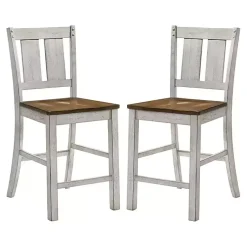 Kirklands Home Antique White & Dark Brown 2-pc. Counter Stool Set New