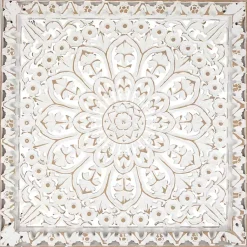 Kirklands Home Antique Floral Mandala Square Wall Plaque White Clearance