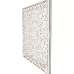 Kirklands Home Antique Floral Mandala Square Wall Plaque White Clearance