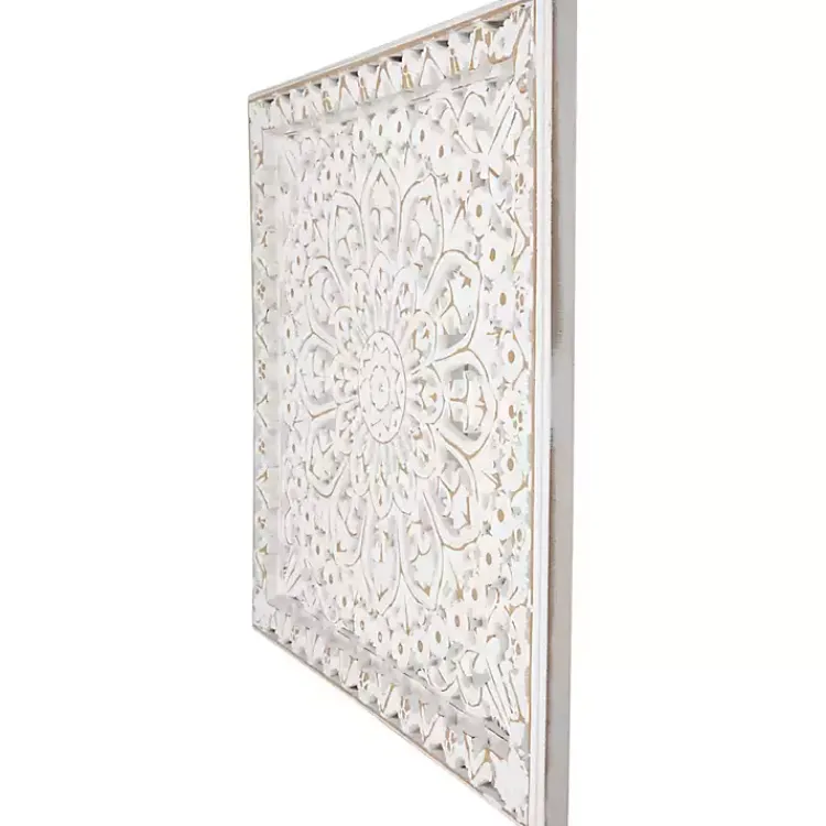 Kirklands Home Antique Floral Mandala Square Wall Plaque White Clearance
