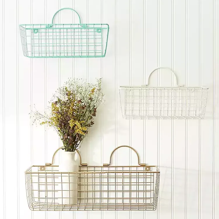 Kirklands Home Antique White 2-pc. Long Wire Basket Set, 17 in. Hot