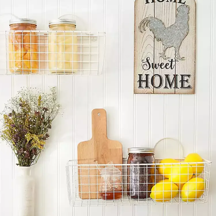 Kirklands Home Antique White 2-pc. Long Wire Basket Set, 17 in. Hot