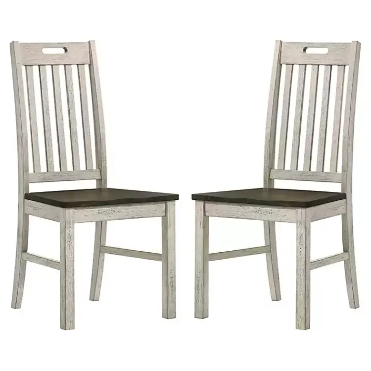 Kirklands Home Antique Slatted Back Dining Chairs, Set of 2 White Sale
