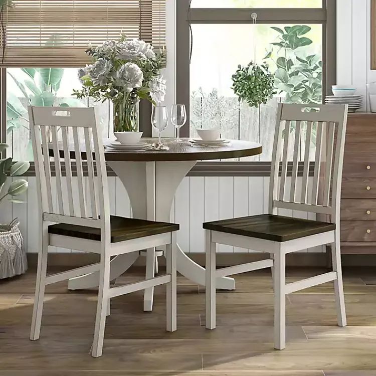Kirklands Home Antique Slatted Back Dining Chairs, Set of 2 White Sale