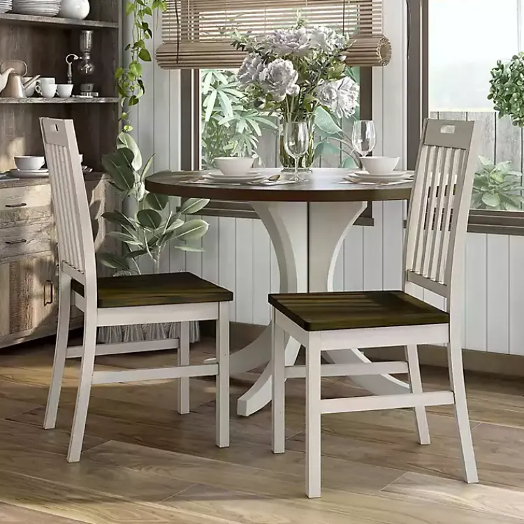 Kirklands Home Antique Slatted Back Dining Chairs, Set of 2 White Sale