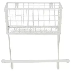 Kirklands Home Antique White Wire Basket Towel Rack Hot