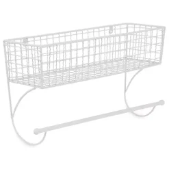 Kirklands Home Antique White Wire Basket Towel Rack, 17 in. Hot