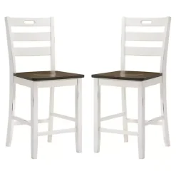 Kirklands Home Antique Wood Counter Stools, Set of 2 White Discount