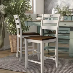 Kirklands Home Antique Wood Counter Stools, Set of 2 White Discount