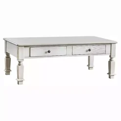 Kirklands Home Antique Wood 4-Drawer Heather Coffee Table White Hot