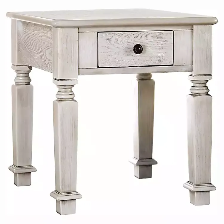 Kirklands Home Antique Wood Heather Accent Table White