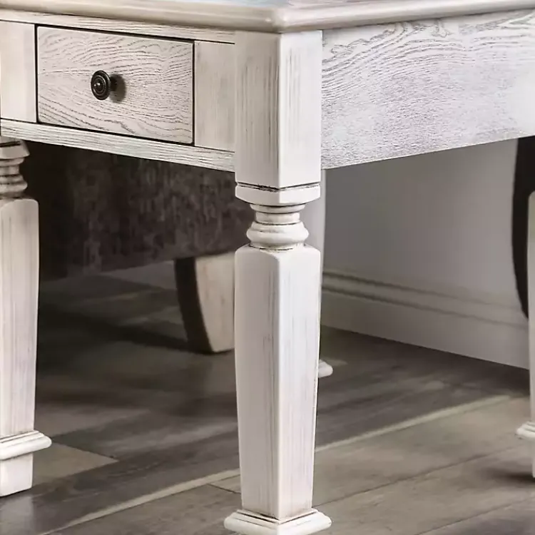 Kirklands Home Antique Wood Heather Accent Table White