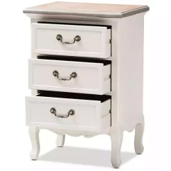 Kirklands Home Antique Wooden 3-Drawer Nightstand White Outlet