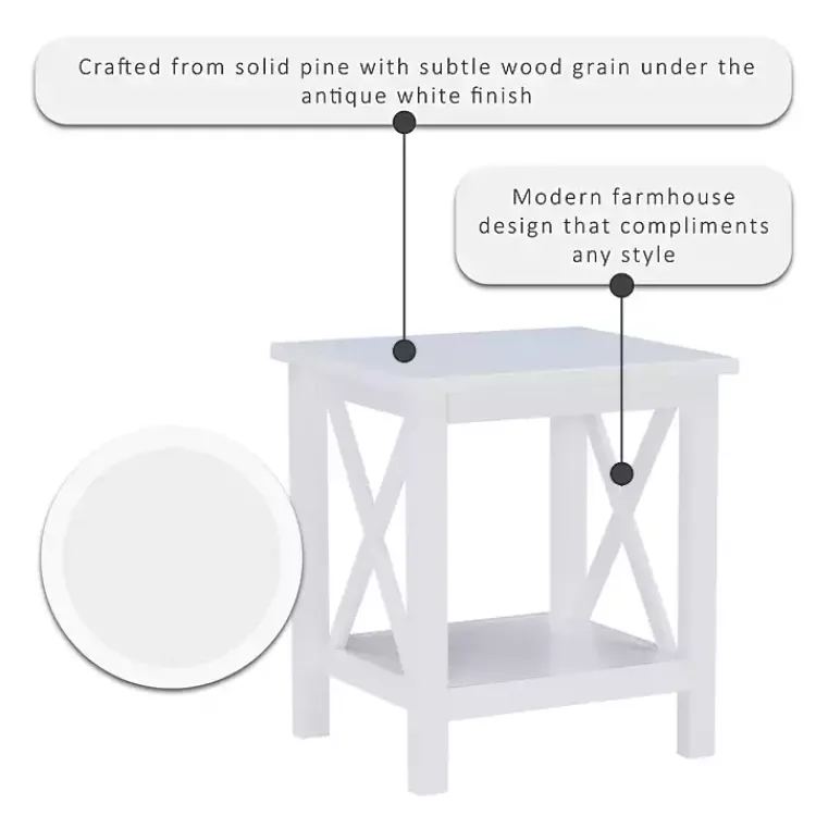 Kirklands Home Antique White X Side Frame Accent Table Best
