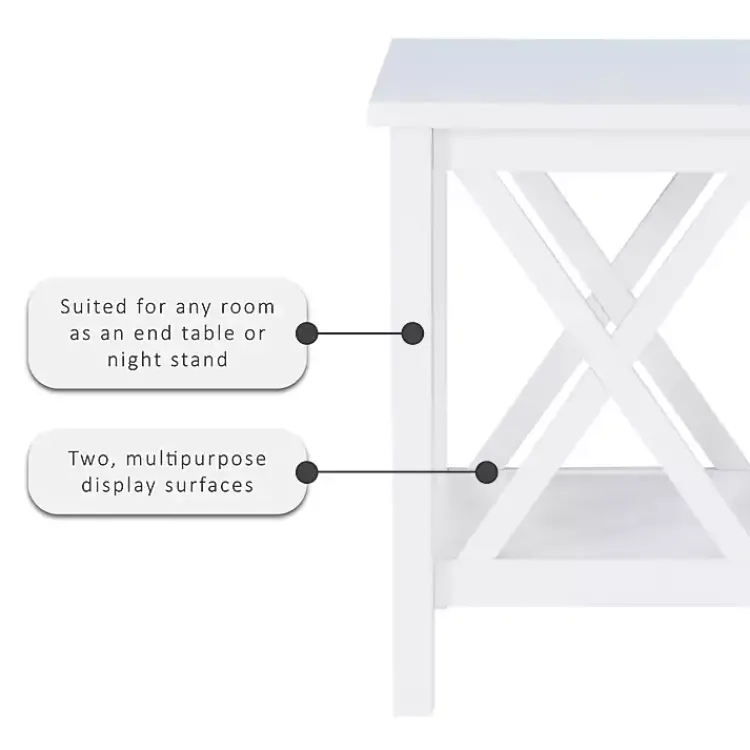 Kirklands Home Antique White X Side Frame Accent Table Best