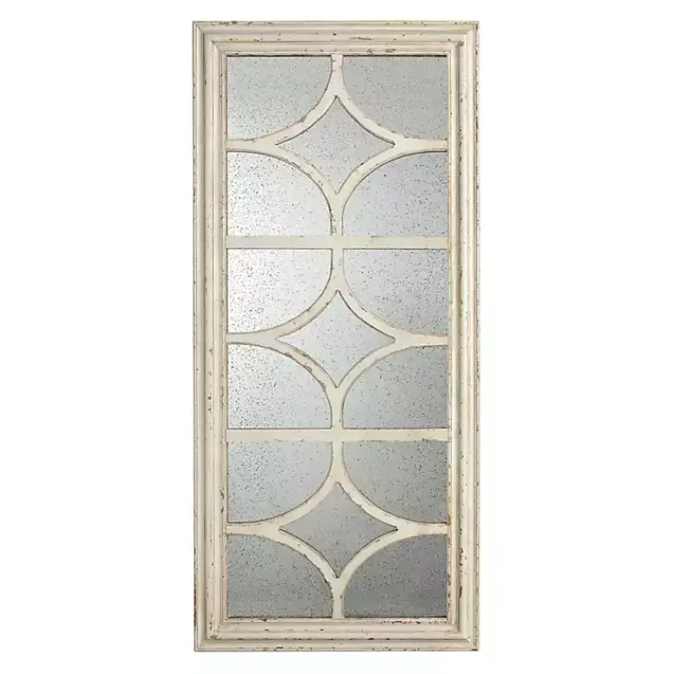 Kirklands Home Antique Whitewashed Diamond Panel Wall Mirror Clearance