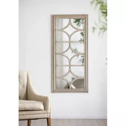 Kirklands Home Antique Whitewashed Diamond Panel Wall Mirror Clearance