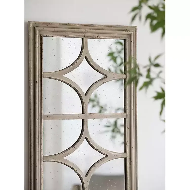 Kirklands Home Antique Whitewashed Diamond Panel Wall Mirror Clearance