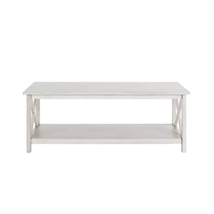 Kirklands Home Antique washed Wood Coffee Table White New
