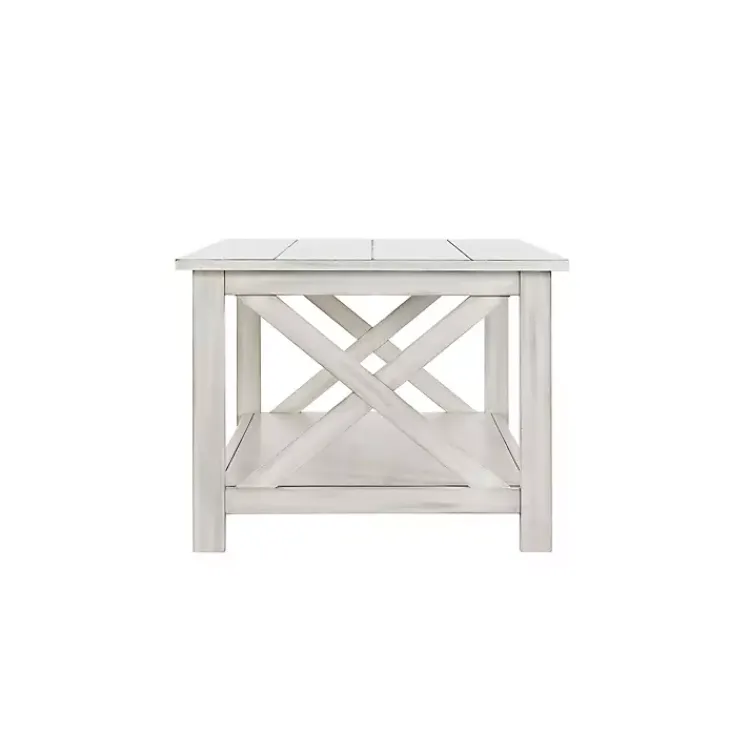 Kirklands Home Antique washed Wood Coffee Table White New
