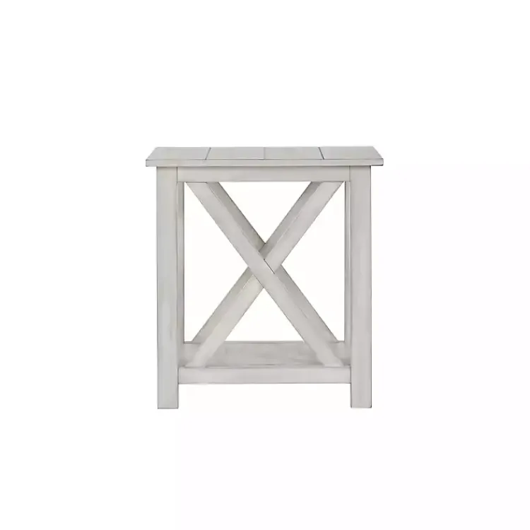 Kirklands Home Antique washed Wood Square Side Table White Clearance