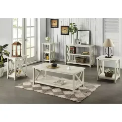 Kirklands Home Antique washed Wood Square Side Table White Clearance