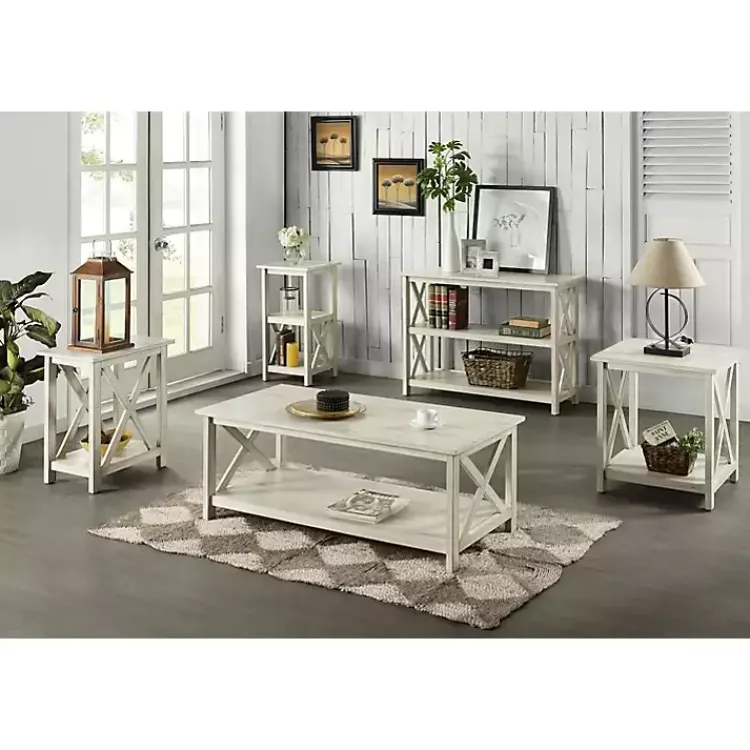 Kirklands Home Antique washed Wood Square Side Table White Clearance
