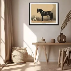 Kirklands Home Antiqued Horse and Dog Framed Wall Art Tan New