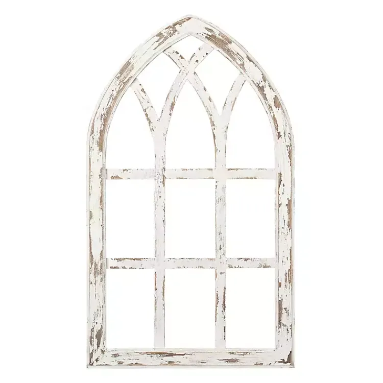 Kirklands Home Antiqued Window Pane Arch Plaque White Outlet